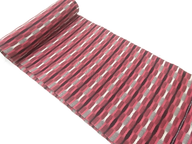 B反　横段模様織出し名古屋帯地反物